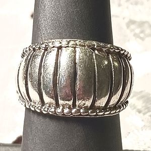 Sterling Silver Grooved Dome Statement Ring